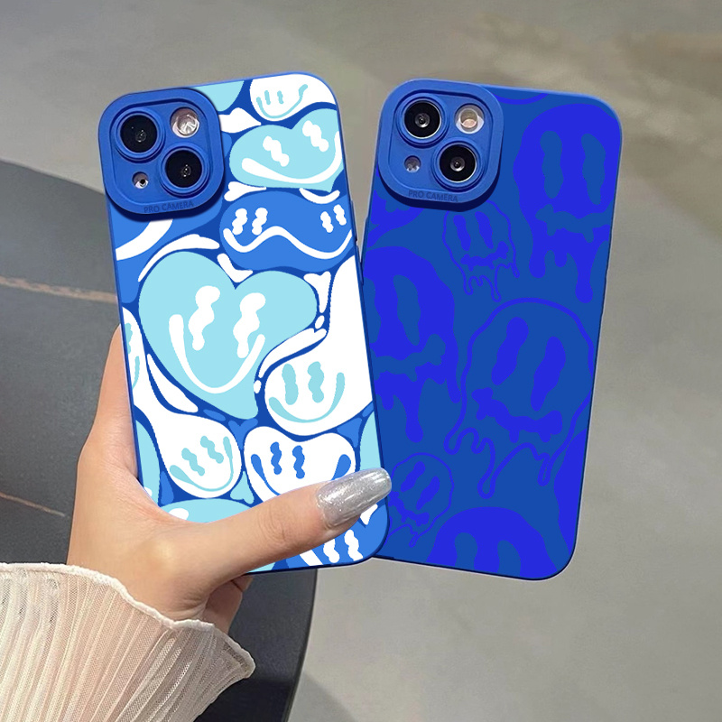 

2pcs Blue Element Graphic Silicone Phone Case For Iphone 15 11 14 13 12 Pro Max Xr Xs 7 8 6 Plus Mini Cll Pattern Luxury Matte Original Blue Shockproof Soft Cover Cases