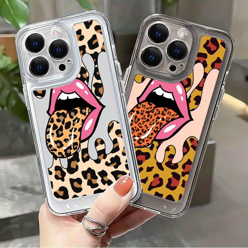 Leopard Print Tongue Graphic Luxury Shockproof Phone Case Temu