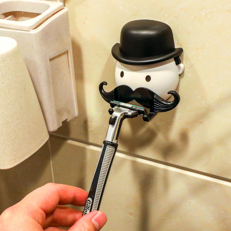 

Creative Punching-free Beard Razor Holder, Wall-mounted Suction Cup Bathroom Razor Holder Storage Hook