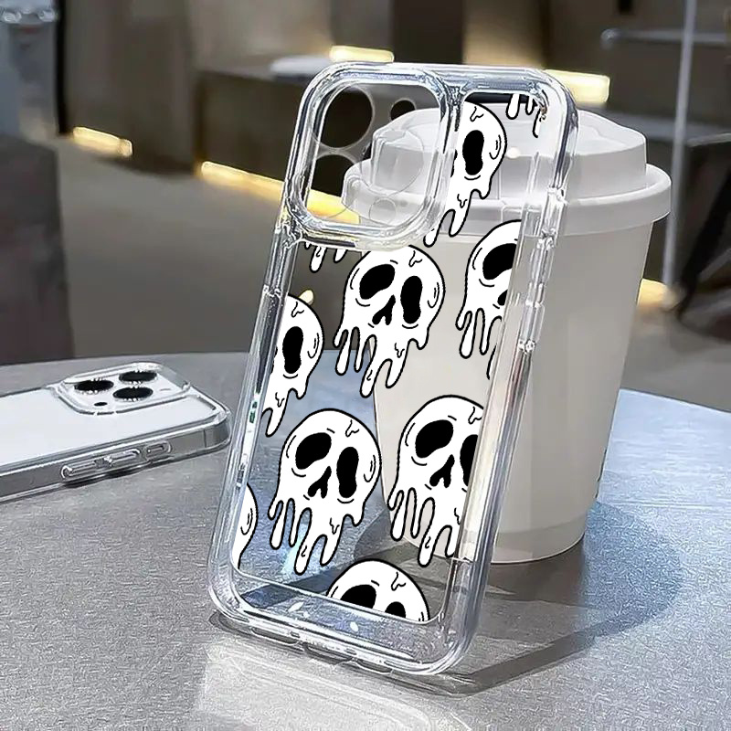 Halloween Skull Graphic Luxury Shockproof Phone Case For Iphone 15