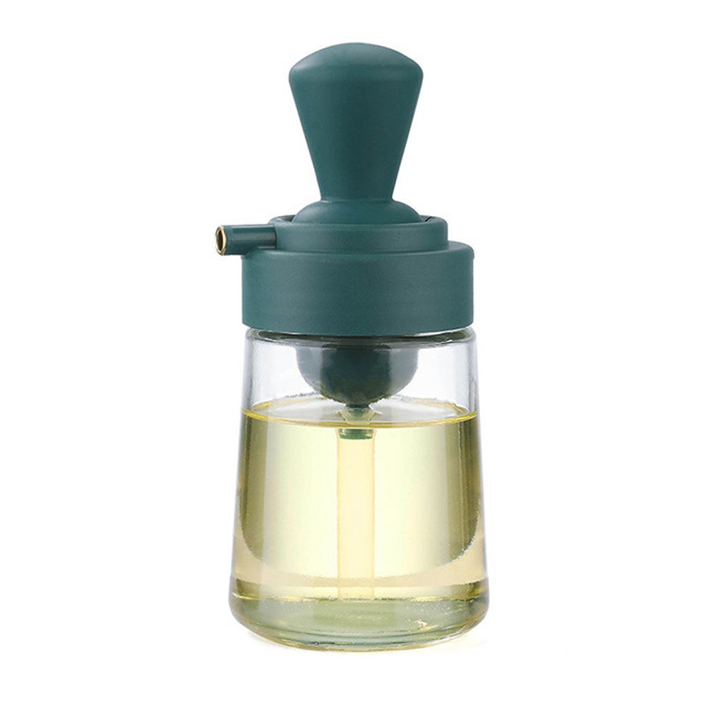 2 In 1 Oil Dispenser With Silicon Brush BBQ Oil Spray Glass Bottle