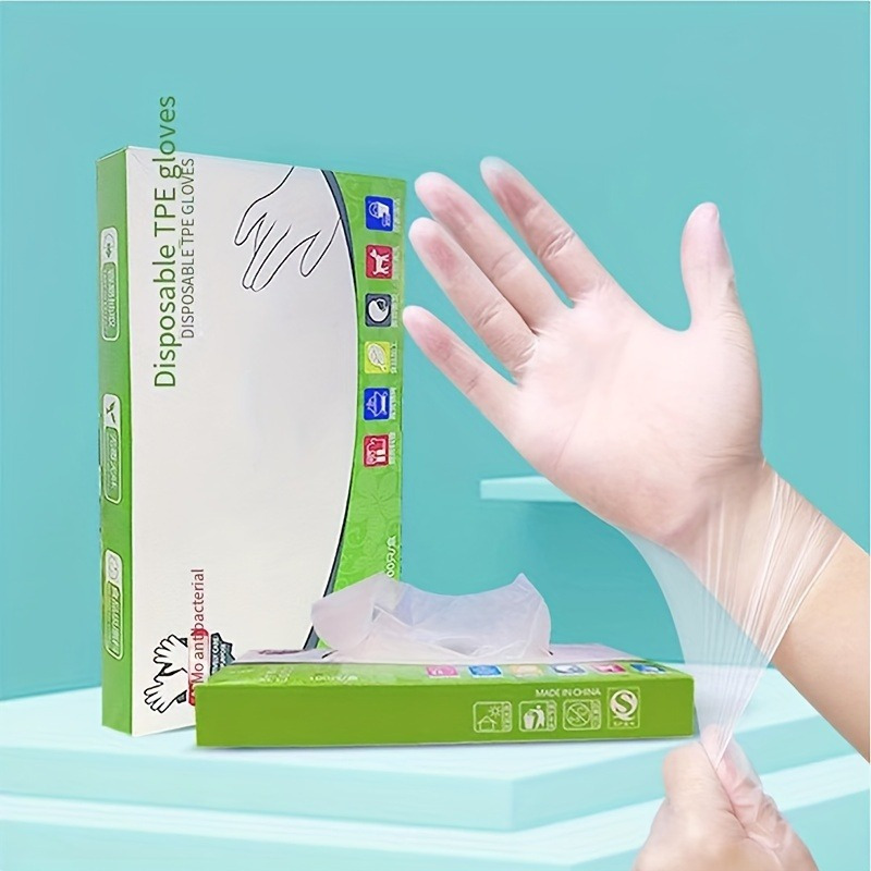 100 pièces Gant de ménage jetable clair, gant en plastique polyvalent PE  simple pour la maison, Mode en ligne