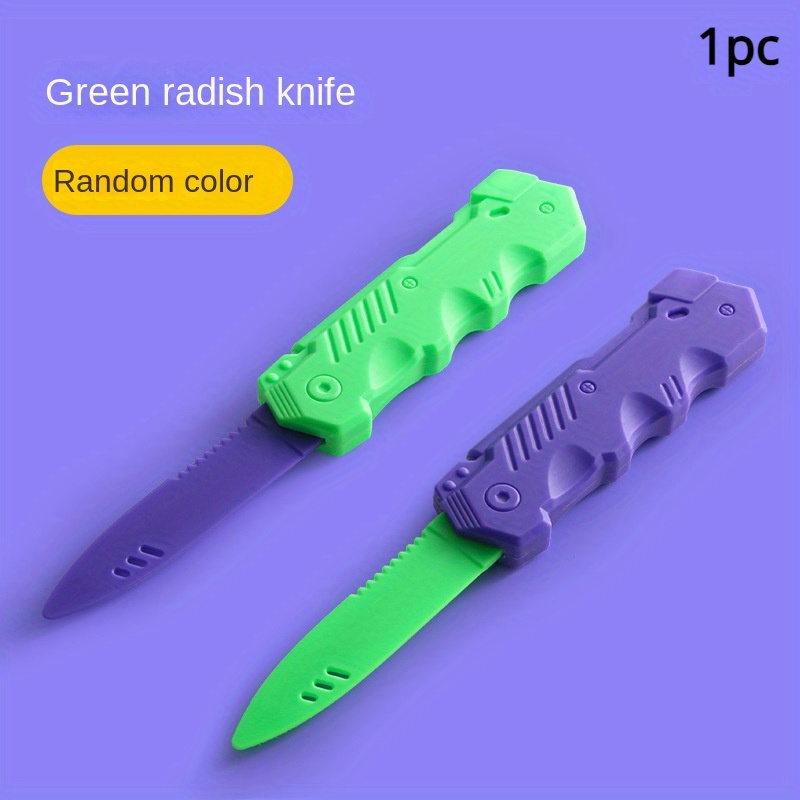 Extendable 3D Printed Gravity Radish Knife Toy With Carrot Design