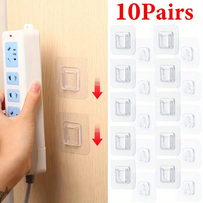 6/12Pair Adhesive Hooks Wall Hangers Double-Sided Transparent Self-Adhesive  Hooks for Bathroom Kitchen Wall Holder Suction Cup