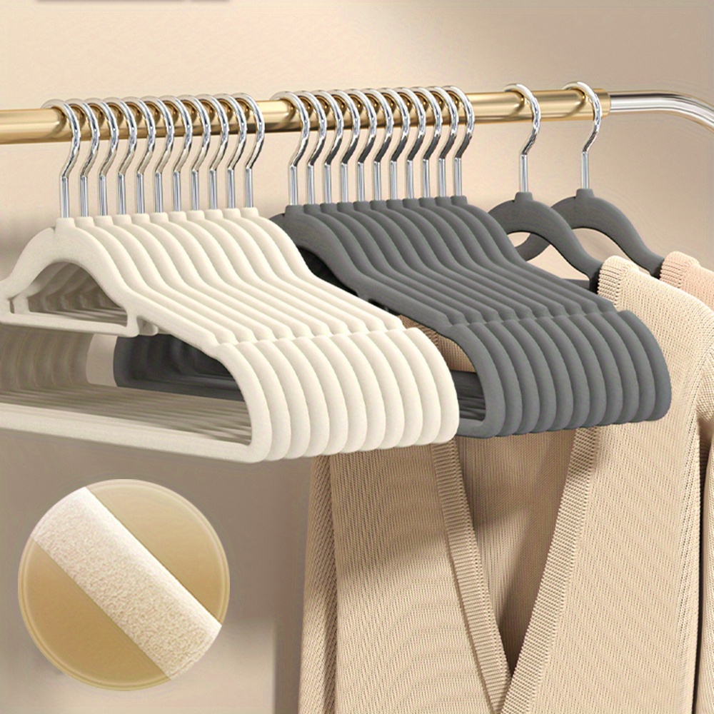 Velvet Coat Hangers Flocking Coat Hanger With Clip Durable - Temu