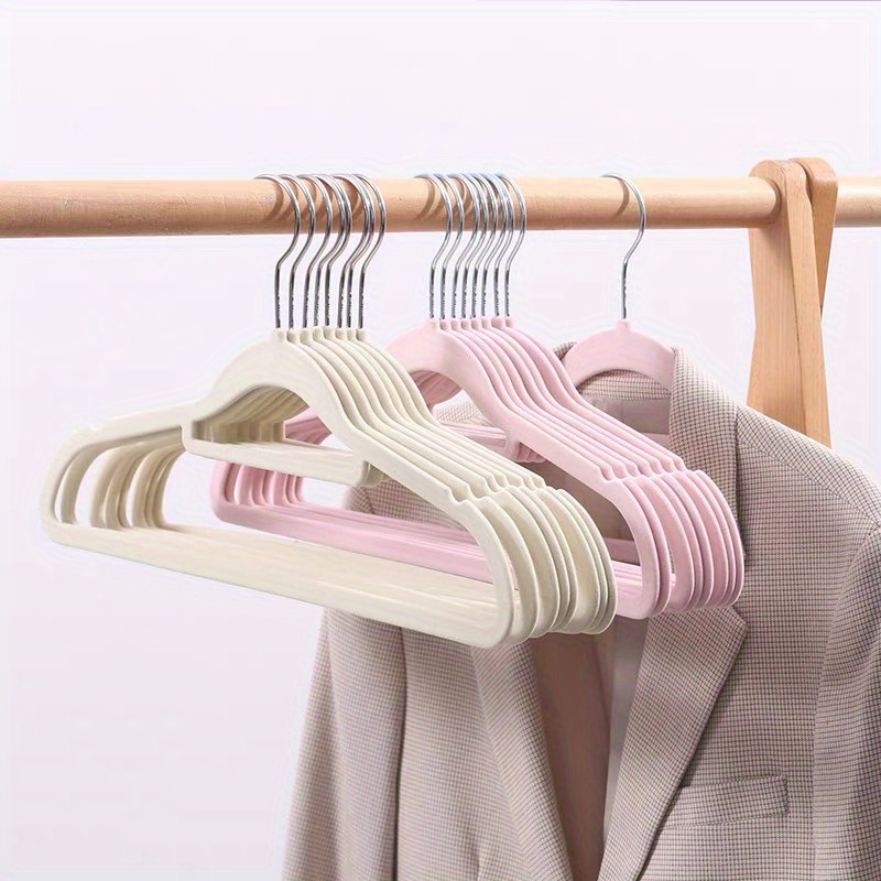 10pcs/pack Velvet Non-slip Children's Clothes Hangers (pink)