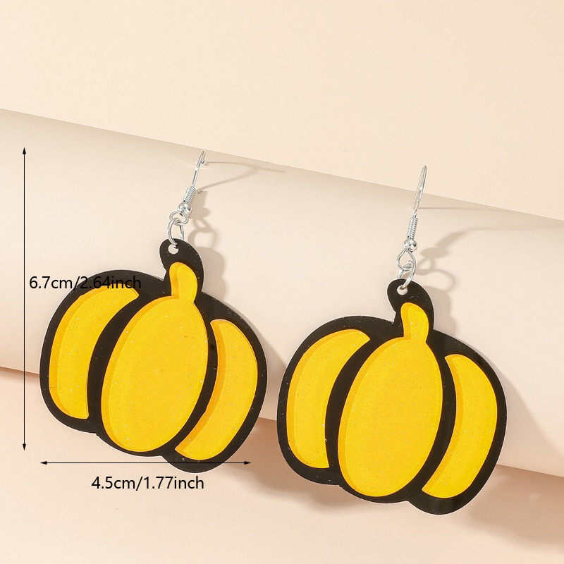 Cartoon Funny Acrylic Pumpkin Earrings for Thanksgiving