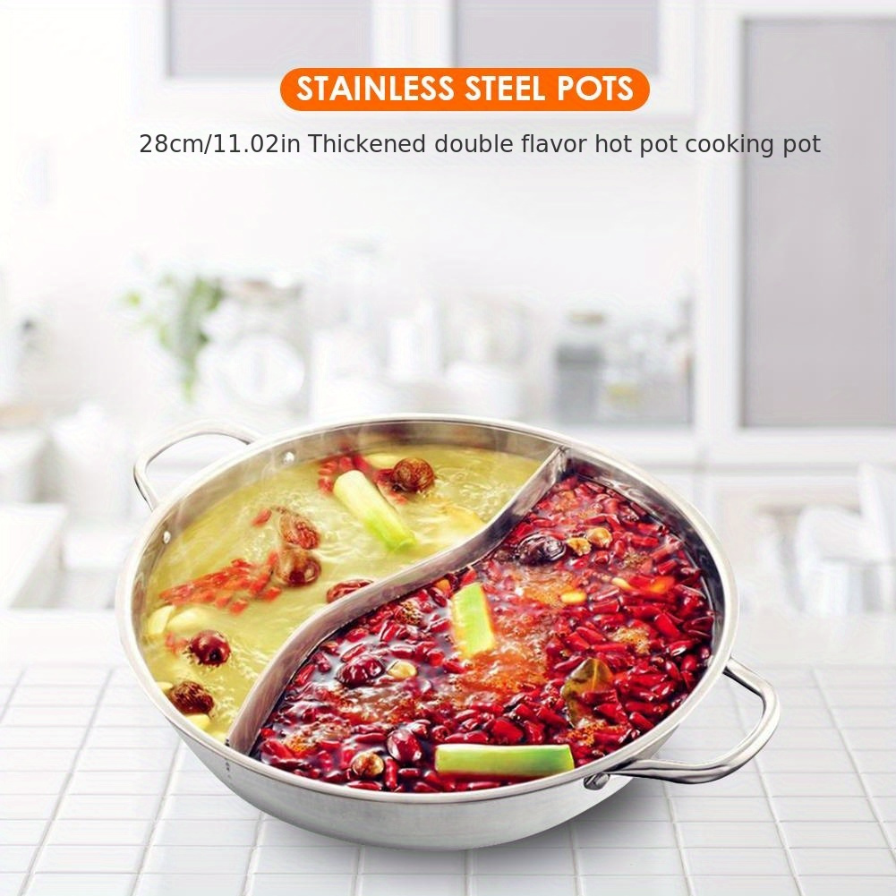 Pot Soup Pot Shabu Pot Stainless Steel Hot Pot With Divider - Temu