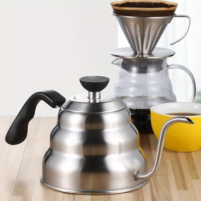 Stainless Steel Coffee Kettle With Thermometer Gooseneck Thin Spout For  Hand Drip Pour Over Coffee Tea Pot Teapot Coffee Tool - Temu