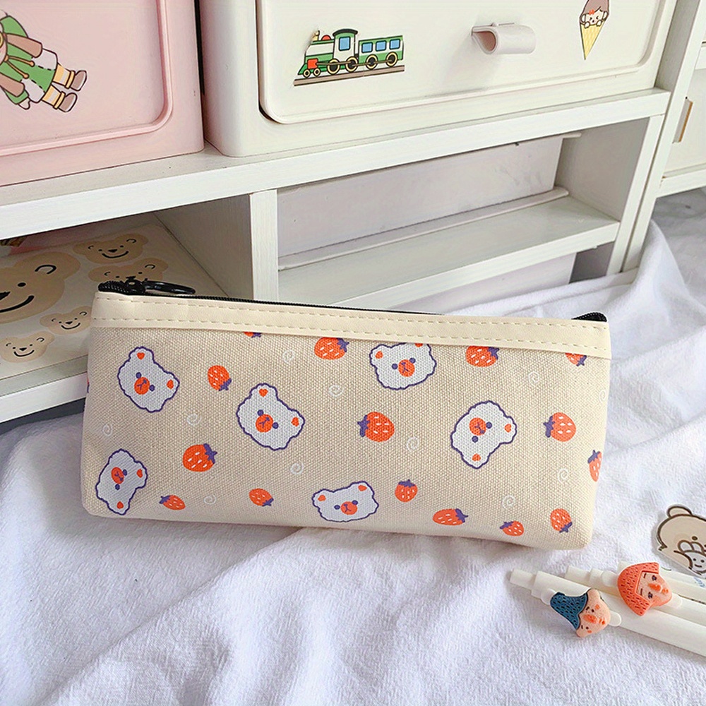 Kawaii Cute Pencil Bag, Pencil Cases, Cute Simple Pen Bag, Storage Bags,  School Supplies, Stationery Gift for Kids, Bear Small Bags 