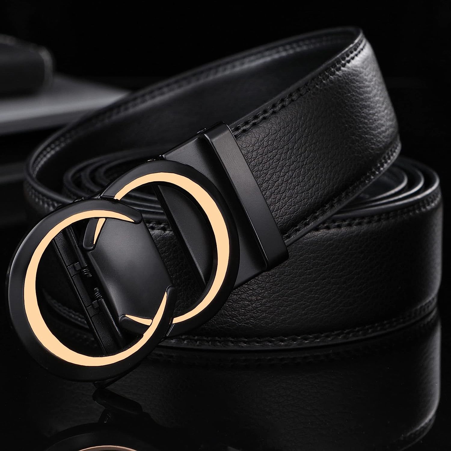 Men's Luxury Fashion Automatic Buckle Belt Leather Belts Waist Ratchet  Waistband