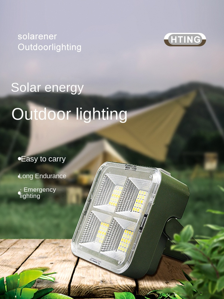 1pc Solar Waterproof Camping Light; Outdoor 60W Tent Lamp USB Rechargeable  LED Night Light With Hook Fror Emergency