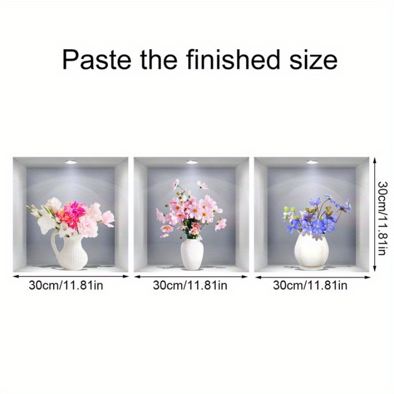 3 Ou 4 Feuilles De Stickers Muraux En 3D Pour Vase De Plantes Et Fleurs,  Décoratives Pour Mur De Fond Triptyque, Porche, Salon - Temu France