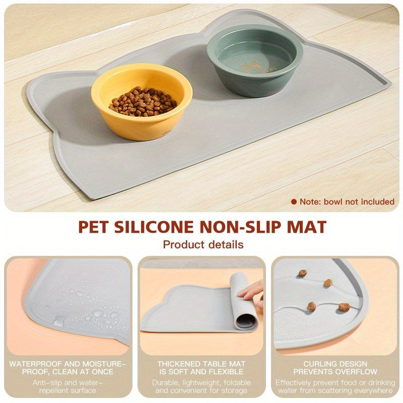 1 Sheet Silicone Waterproof Non-slip Raised Edge Pet Feeding Mat