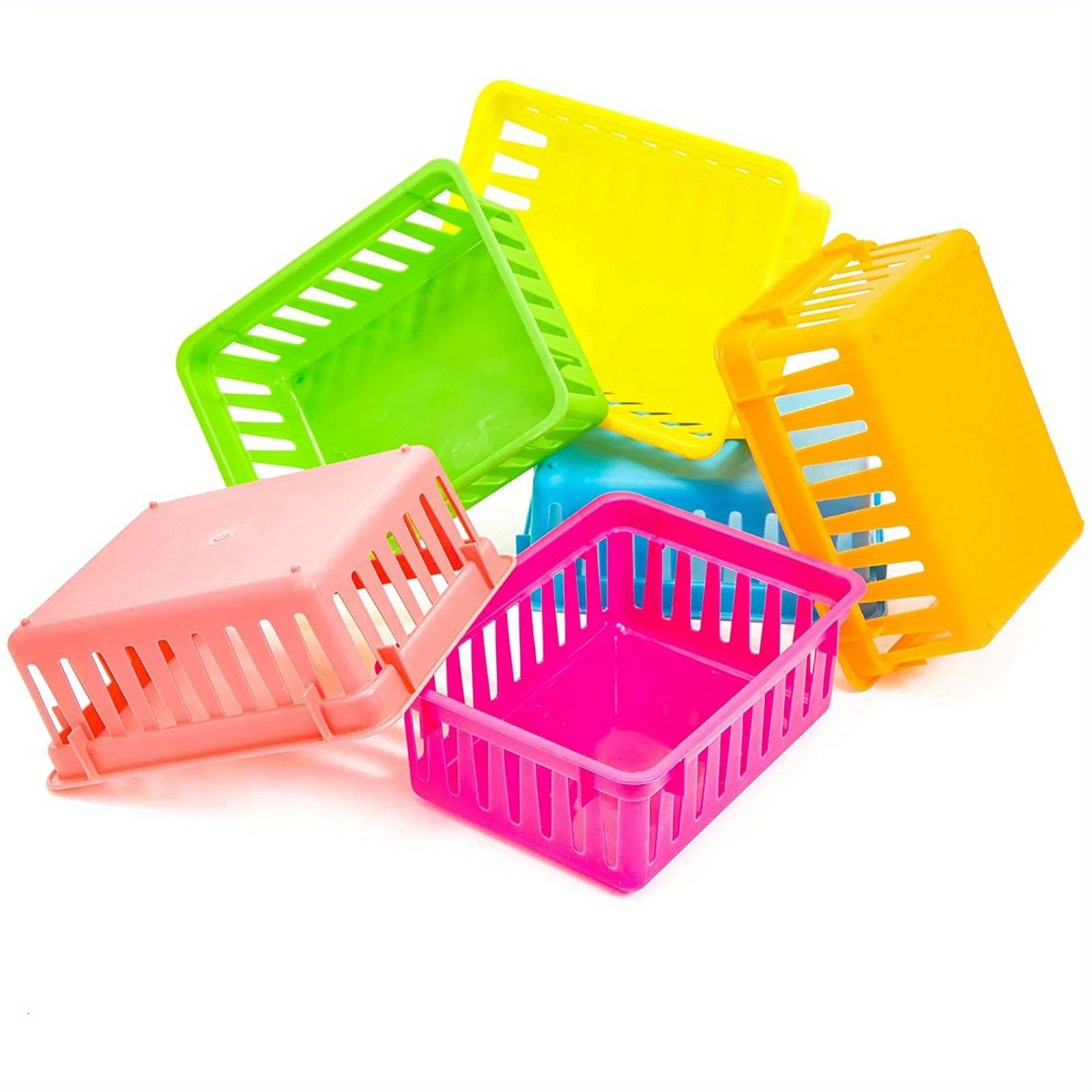 12 Pcs Plastic Storage Baskets, Stackable Plastic Organizer Baskets Bins  Colorful Classroom Storage Baskets Organizer Trays Office File Holders for