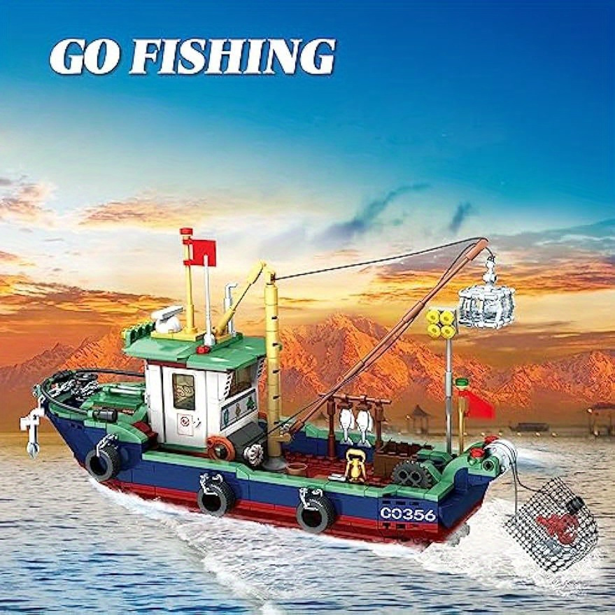 582pcs Fishing Boat Building Blocks Sets, Compatible With Pirate Ship Sea  Fishing Building Blocks Toy Set, Collection Decoration, Gifts