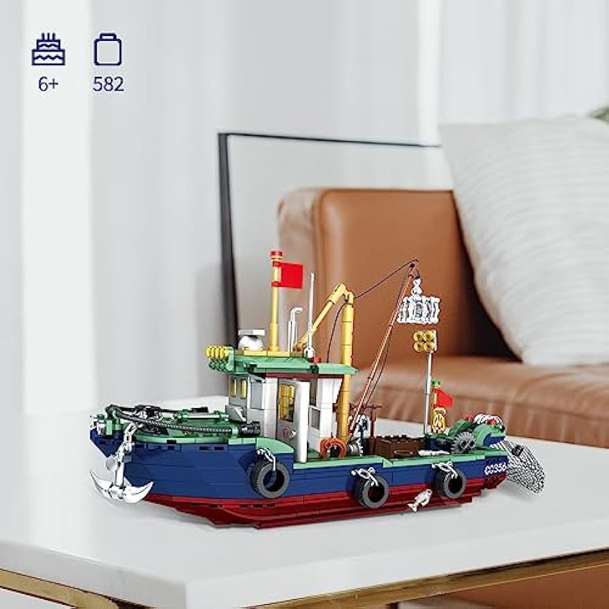 582pcs Fishing Boat Building Blocks Sets Compatible With Pirate