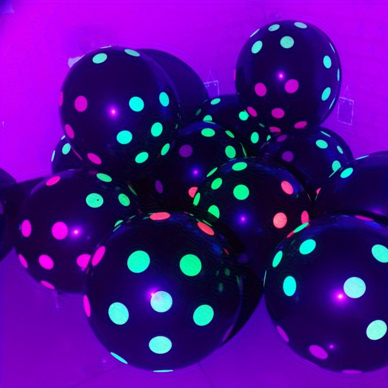 Uv Neon Balloons Dot Print Balloons Glow In The Dark Uv - Temu