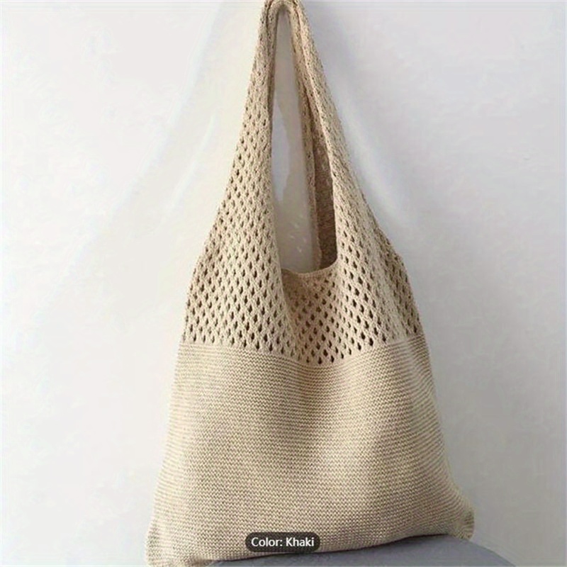 Pikadingnis Crochet Tote Bag Aesthetic Y2K Cute Hippie Bag Indie Hollow Out  Shoulder Handbags Purse Accessories for Women 