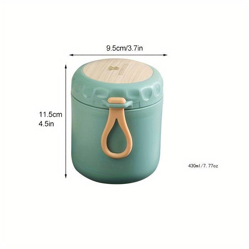 Office Worker Milk Cup With Spoon Portable Soup Cup Thermal Lunch Box  Double Layer Food Container 304 GREEN 