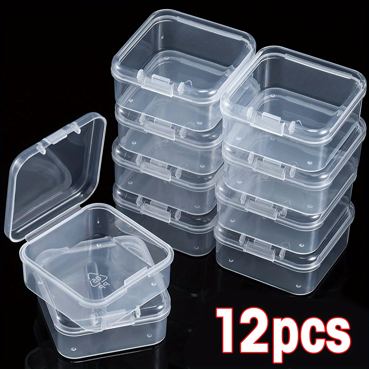 Square Mini Clear Plastic Storage Box Container With Hinged - Temu