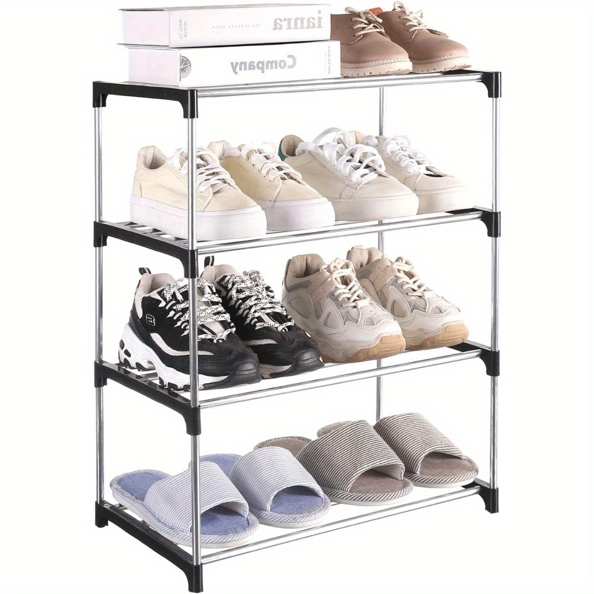 Vertical Shoe Rack Organizer, Stackable Shoe Storage Cubes, Small Shoe Boxes for Closet, Orange Shoe Shelf, 8 Tiers Vertical Shoe Rack, Space Saver