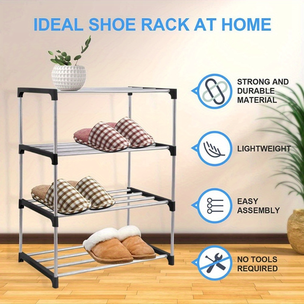 Shoe Rack 4 Tier Stackable Shoe Rack Lightweight Shoe Shelf - Temu