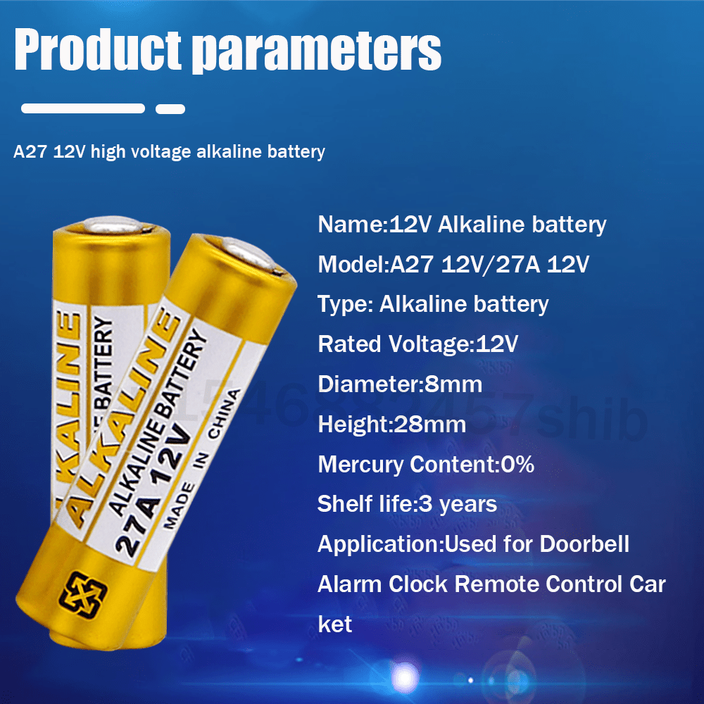 12V A27 27A Alkaline Battery G27A MN27 MS27 GP27A L828 V27GA ALK27A A27BP  K27A VR27 R27A For Clock Remote Control Dry Cell