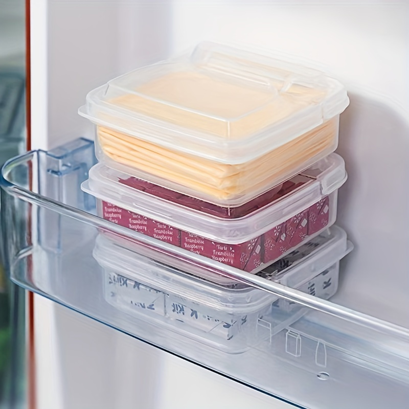 1pc Transparent Plastic Butter & Cheese Storage Box - Portable Fridge Organizer with Easy-Access Hinged Lid for Fresh Kitchen Organization, Food Preservation|Hinged Lid Design|Durable Container, Fridge Organizers And Storage