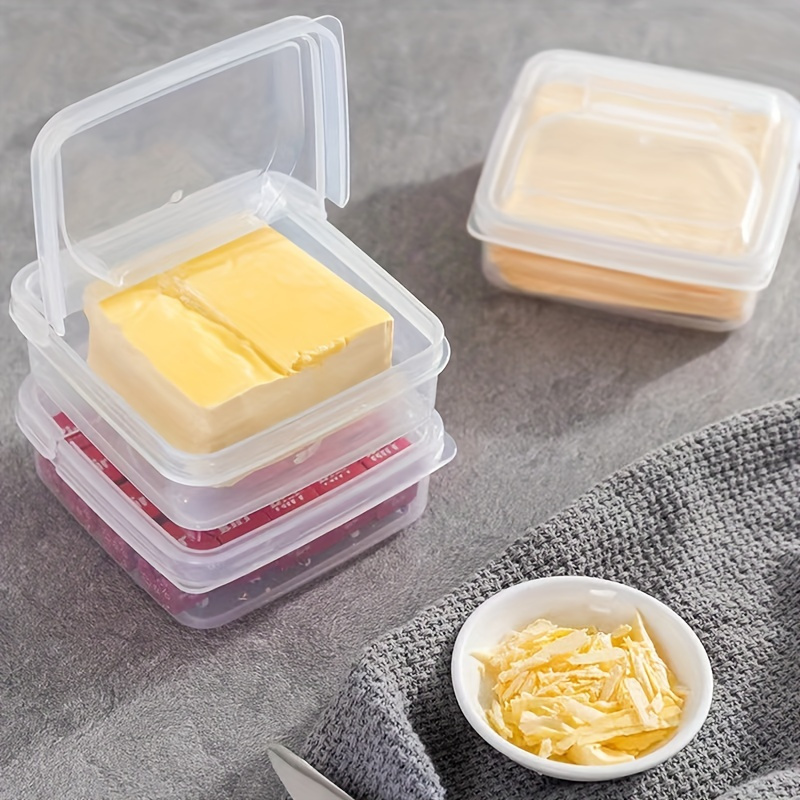 1pc Transparent Plastic Butter & Cheese Storage Box - Portable Fridge Organizer with Easy-Access Hinged Lid for Fresh Kitchen Organization, Food Preservation|Hinged Lid Design|Durable Container, Fridge Organizers And Storage