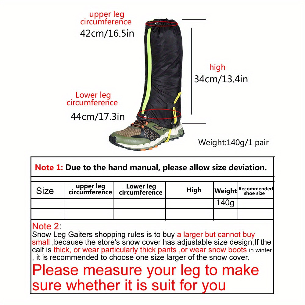 1pair Lightweight Adjustable Leg Gaiters For Men Women Breathable  Waterproof Shoe Gaiters For Snow Walking Running Hiking Skiing Mountain  Climbing - Sports & Outdoors - Temu