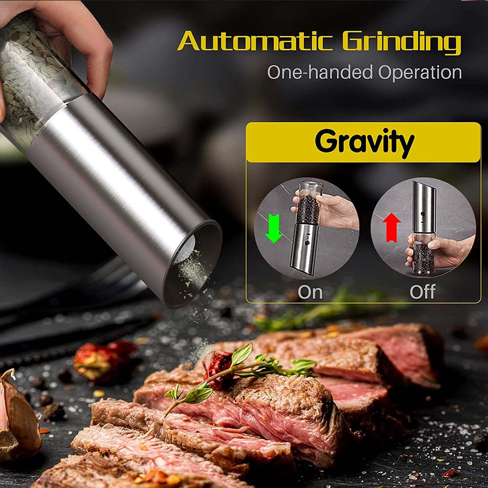 Electric Salt And Pepper Grinder Set Usb Rechargeable Electric Pepper Mill  Shakers Automatic Spice Steel Machine Kitchen Tool - Temu