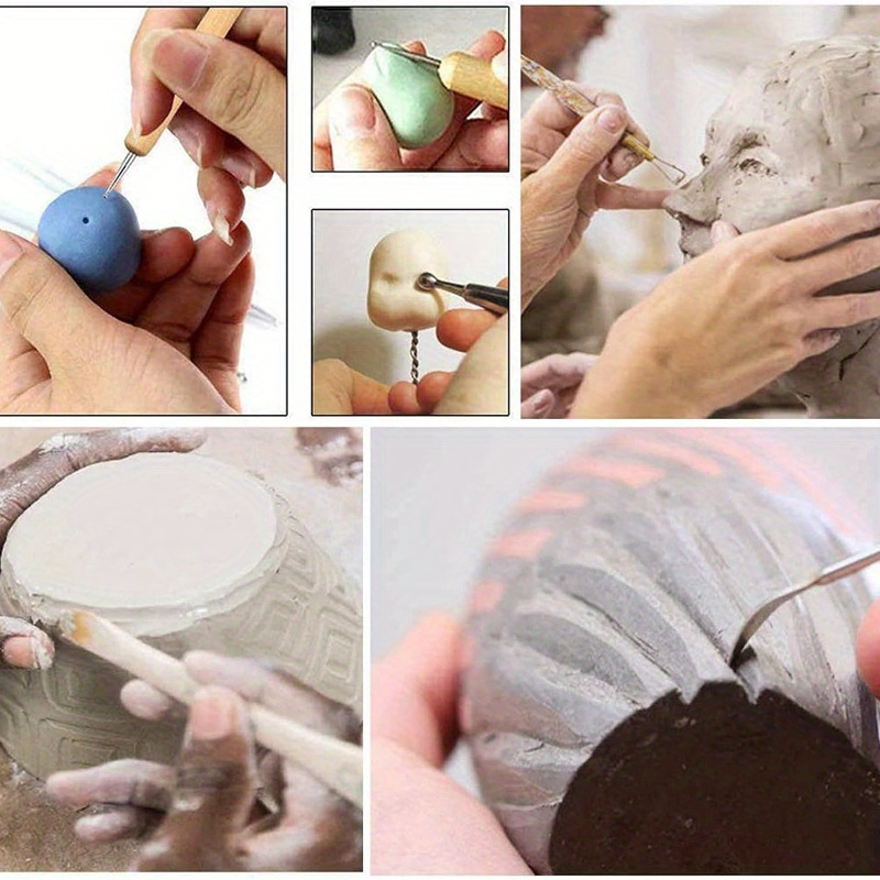 HaoChen Set Outils Poterie 12 Pièces, Kit Poterie Sculpture Argile,  Accesoire Ceramique Poterie Pate à Modeler, Artiste Argile pour Sculpture,  DIY, Modélisation : : Cuisine et Maison