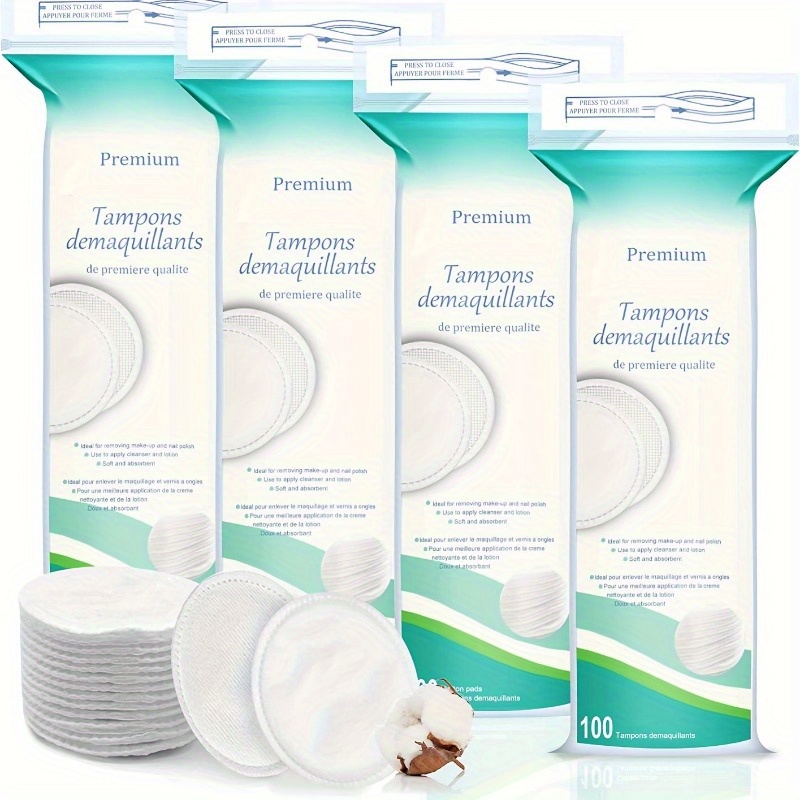 100 Count Cotton Rounds Makeup Remover Cotton Pads Hypoallergenic Lint