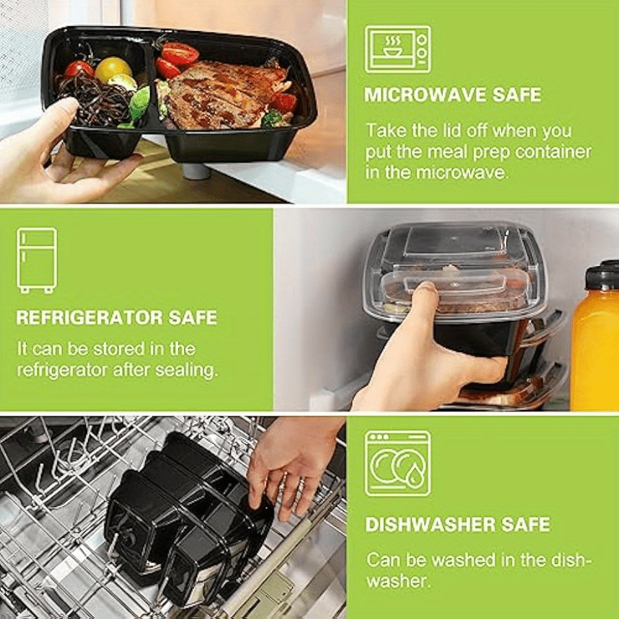 Meal Prep Containers, 2-compartment Food Storage Containers With Lids,  Plastic Portable Stackable Boxes Microwave, Freezer, Dishwasher Safe,  Kitchen Supplies - Temu