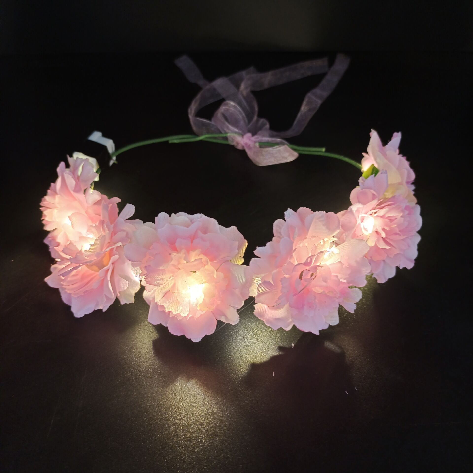 Couronne de fête, fleur, bandeau lumineux LED, cou – Grandado