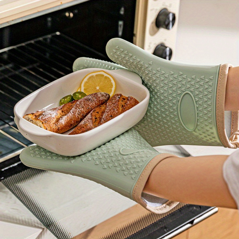 Manoplas de cocina a prueba de calor de silicona, guantes para