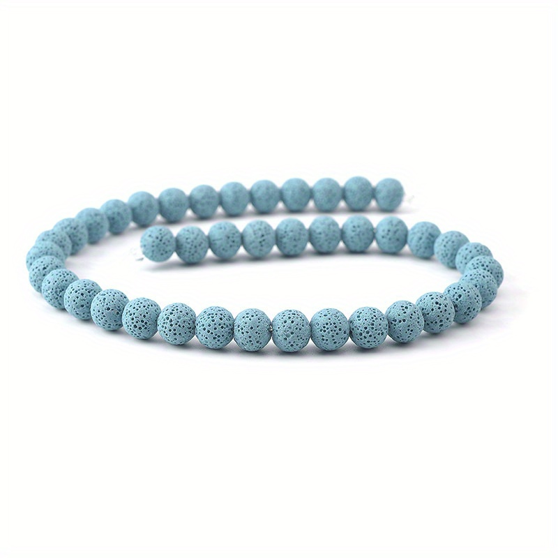 Blue Round 8mm Lava Beads For Jewelry Making - Natural Stone Beads For Bracelets & Essential Oil Diffusion