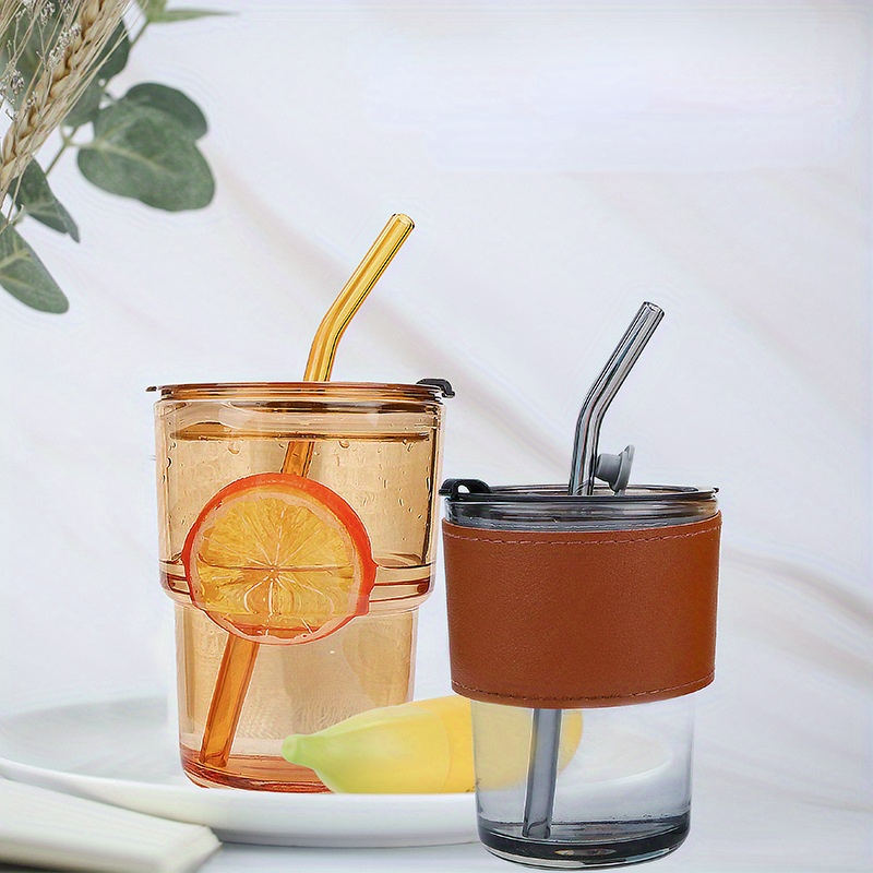 Glass Cup, Large Capacity, New Household Straw Cup With Cover, Coffee Cup,  Water Cup - Temu