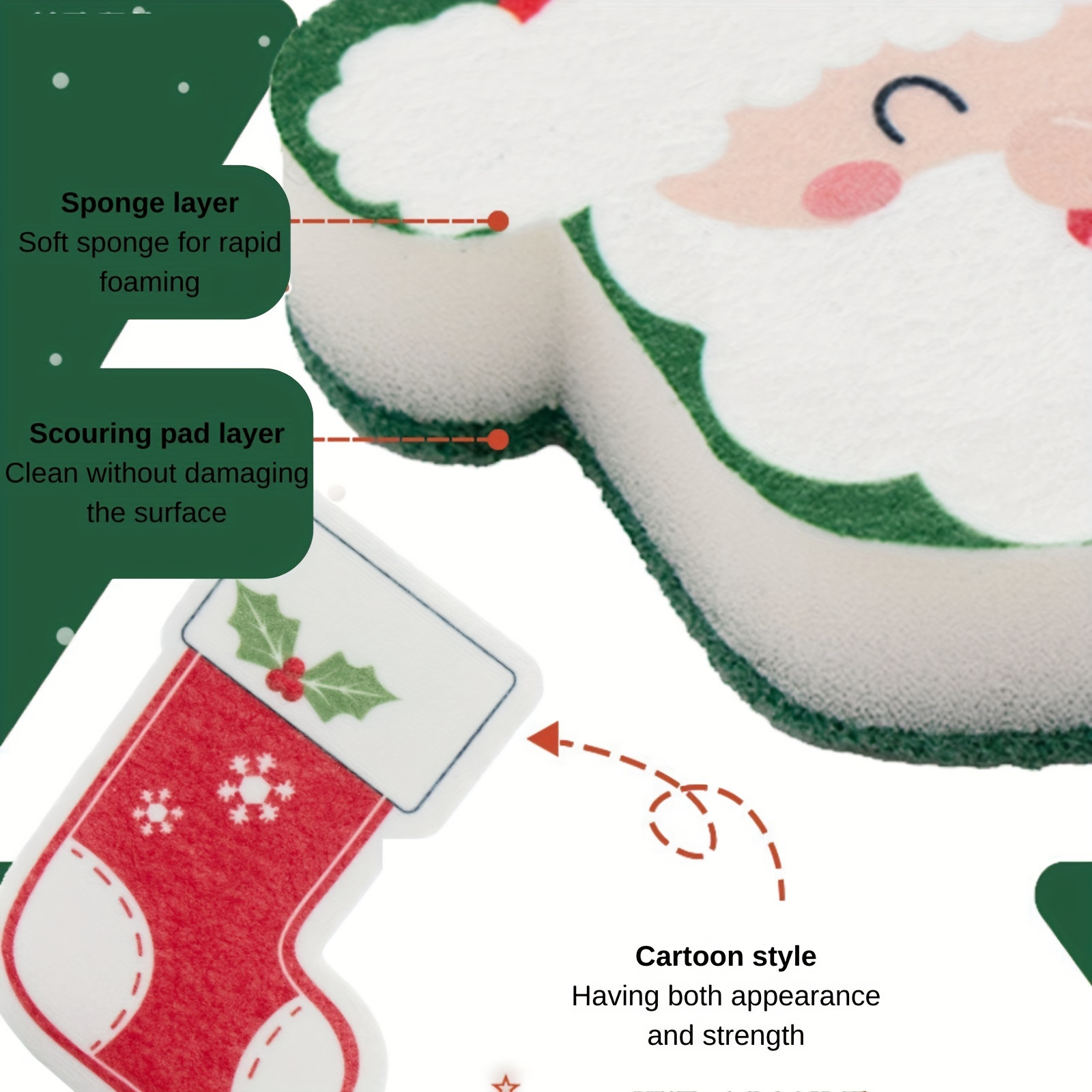 Merry Christmas Stockings Kitchen Sponge - Set of 2