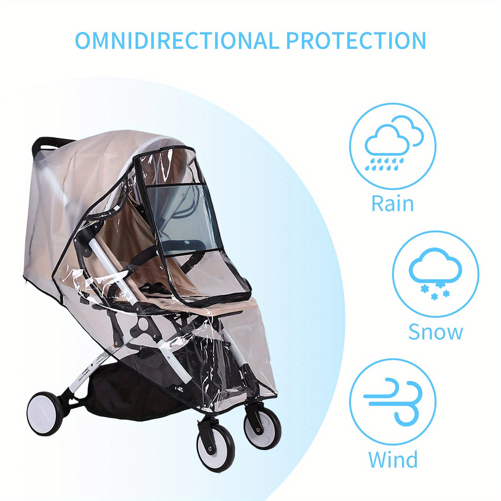 Universal rain Cover for Strollers Transparent Baby Stroller Rain Cover  Waterproof Weather Shield Toddler Protection from Rain Wind Snow Dust(Eva  Half