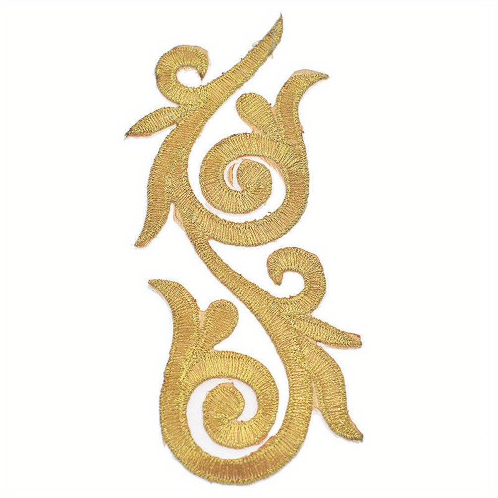 Image of 10pcs Of Hollow Golden Patterned Embroidered Fabric Patches For Decoration And Modification Of Clothing And Bags