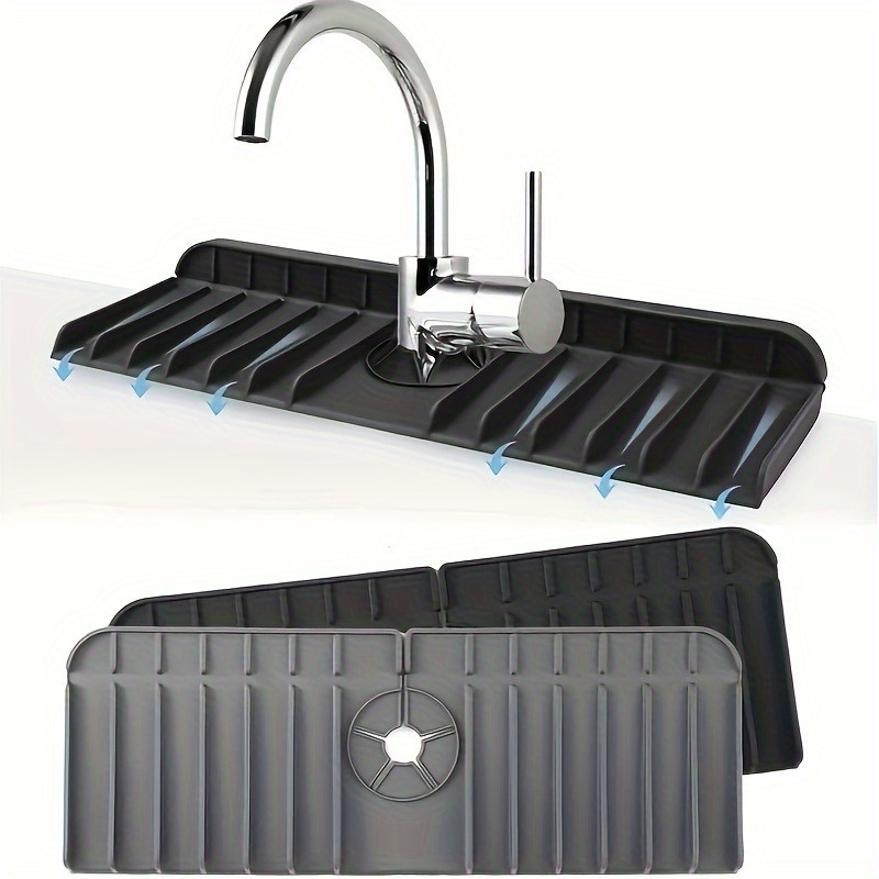 Kitchen Sink Splash Guard, EEEkit 24inch Silicone Faucet Handle Drip  Catcher Tray Mat, Dish Soap Dispenser Sponge Holder, Sink Accessories for  Kitchen