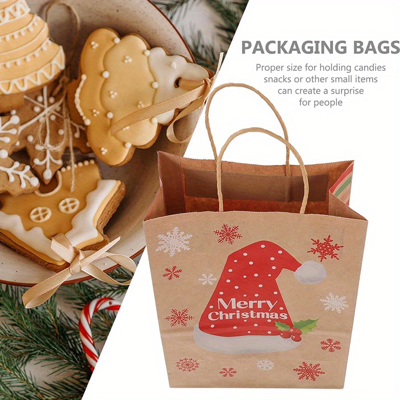 12pcs Small Christmas Gift Bags With Tissue Paper Christmas Gift Bags  Christmas Kraft Gift Bags For Holiday Paper Gift Bags，Party Favors