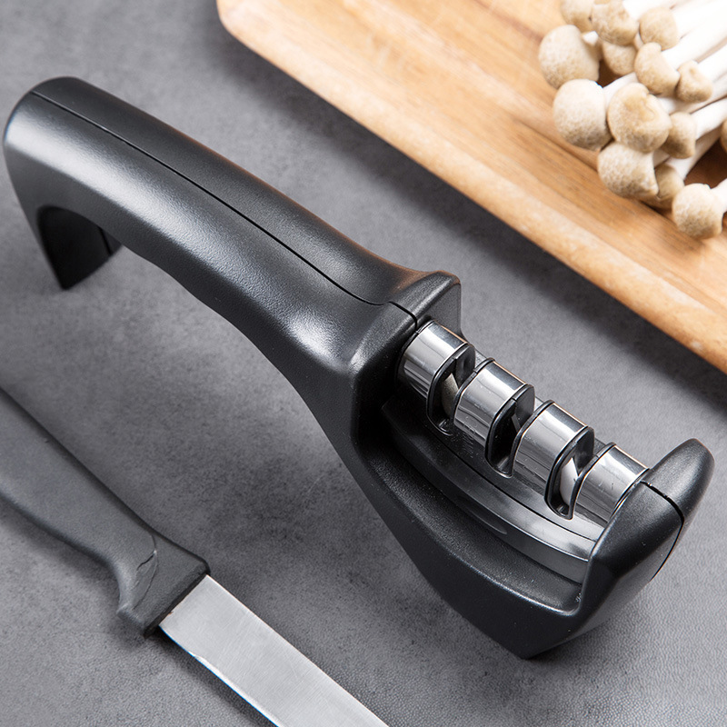 Handheld Knife Sharpener Multi-function 3 Stages Type Quick Sharpening Tool  With Non-slip Base Kitchen Knives Accessories Gadget