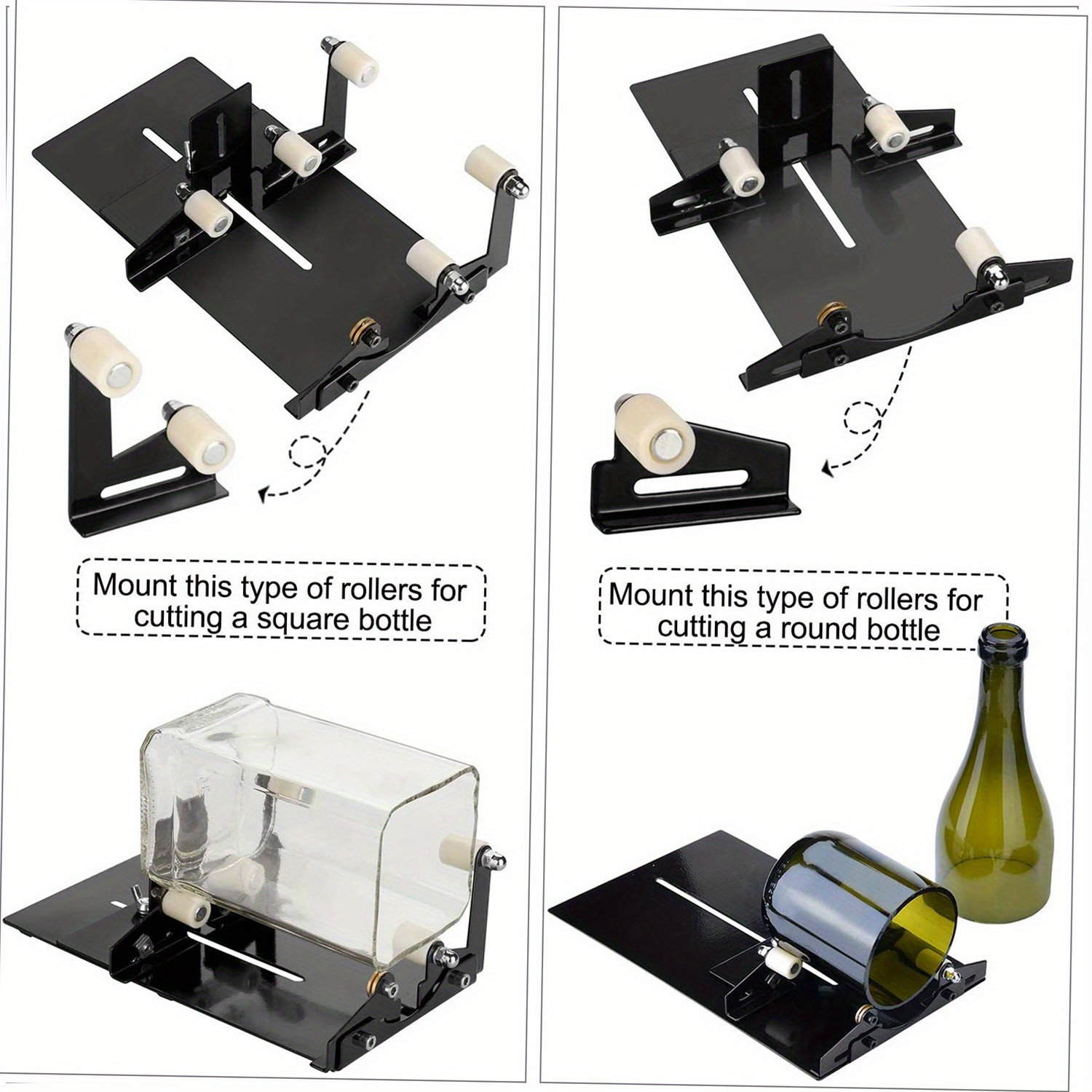 11/19Pcs Glass Bottle Cutter Stainless Steel Glass Cutter Kit Square and  Round DIY Machine for Cutting Bottles of Wine/Whiskey