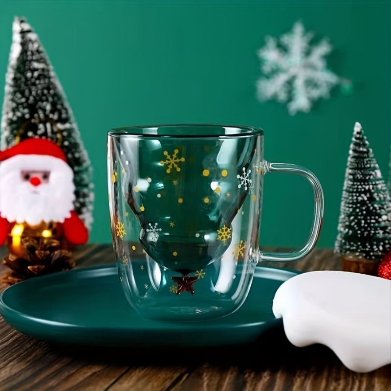 Christmas Tree Glass Household Double wall Heat Insulated Coffee Mug –  HeyHouseCart