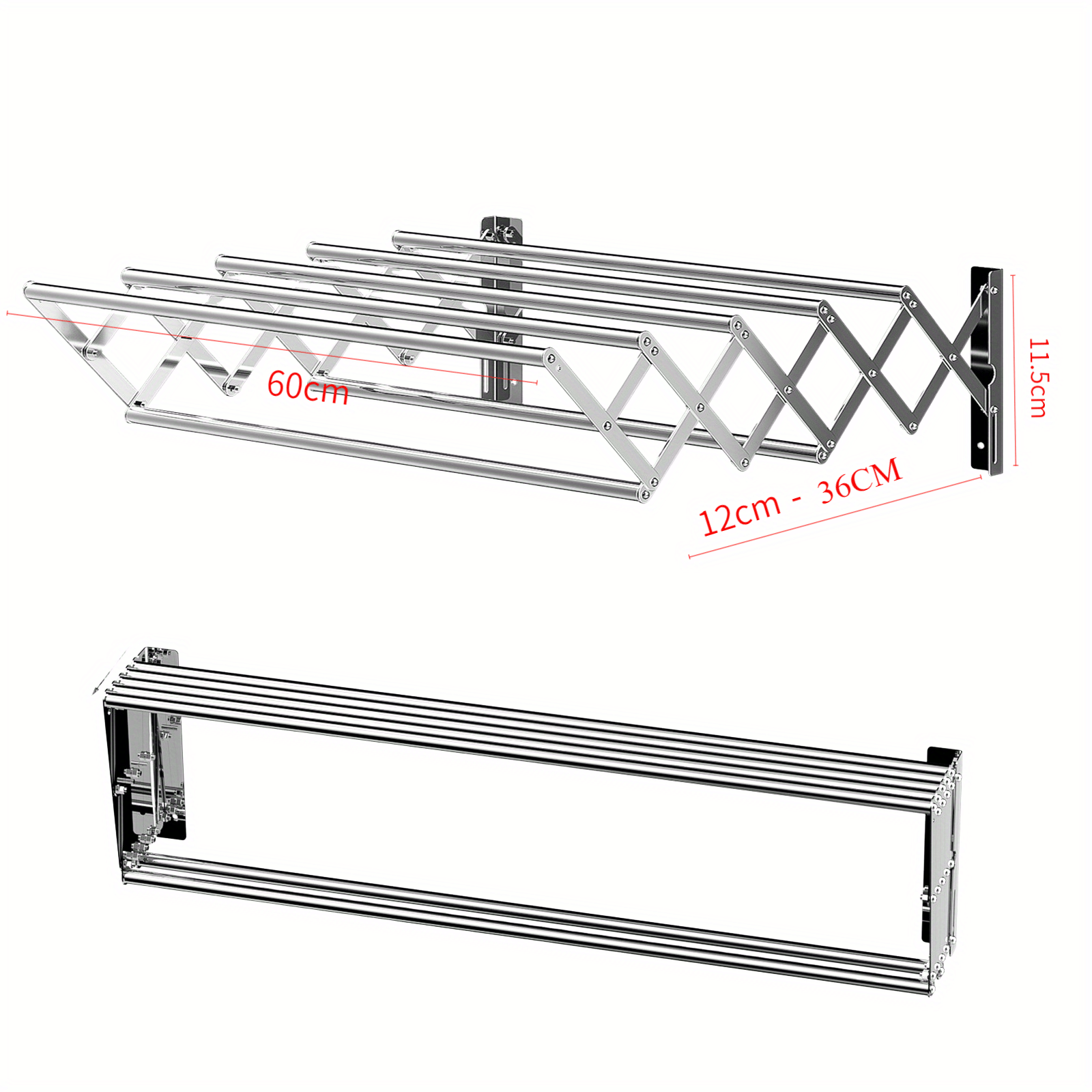 1pc wall mounted clothes drying rack multi functional space saving collapsible laundry drying rack with towel bar details 7