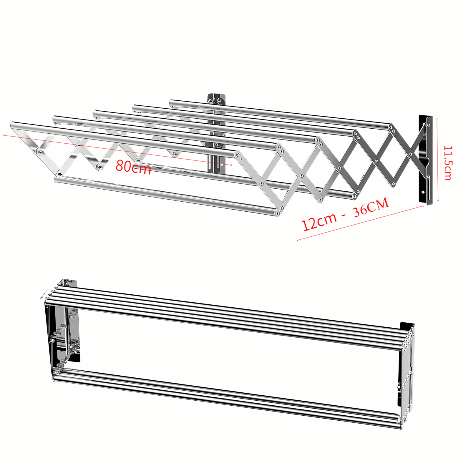 1pc wall mounted clothes drying rack multi functional space saving collapsible laundry drying rack with towel bar details 8