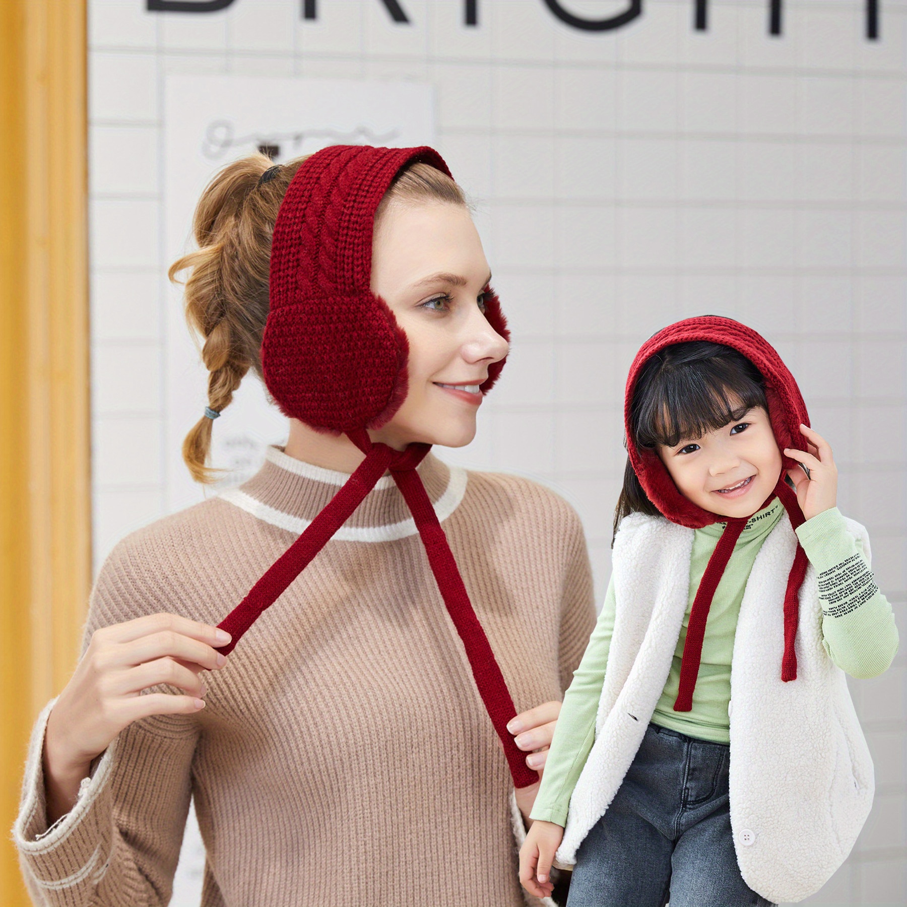 Cache-oreilles Chaud En Peluche, Couleur Unie, Bandeau À Rabat Tricoté,  Couvre-oreille À Lacets, Chauffe-oreille Pour Femmes Et Filles, Automne Et  Hiver En Plein Air - Temu Belgium